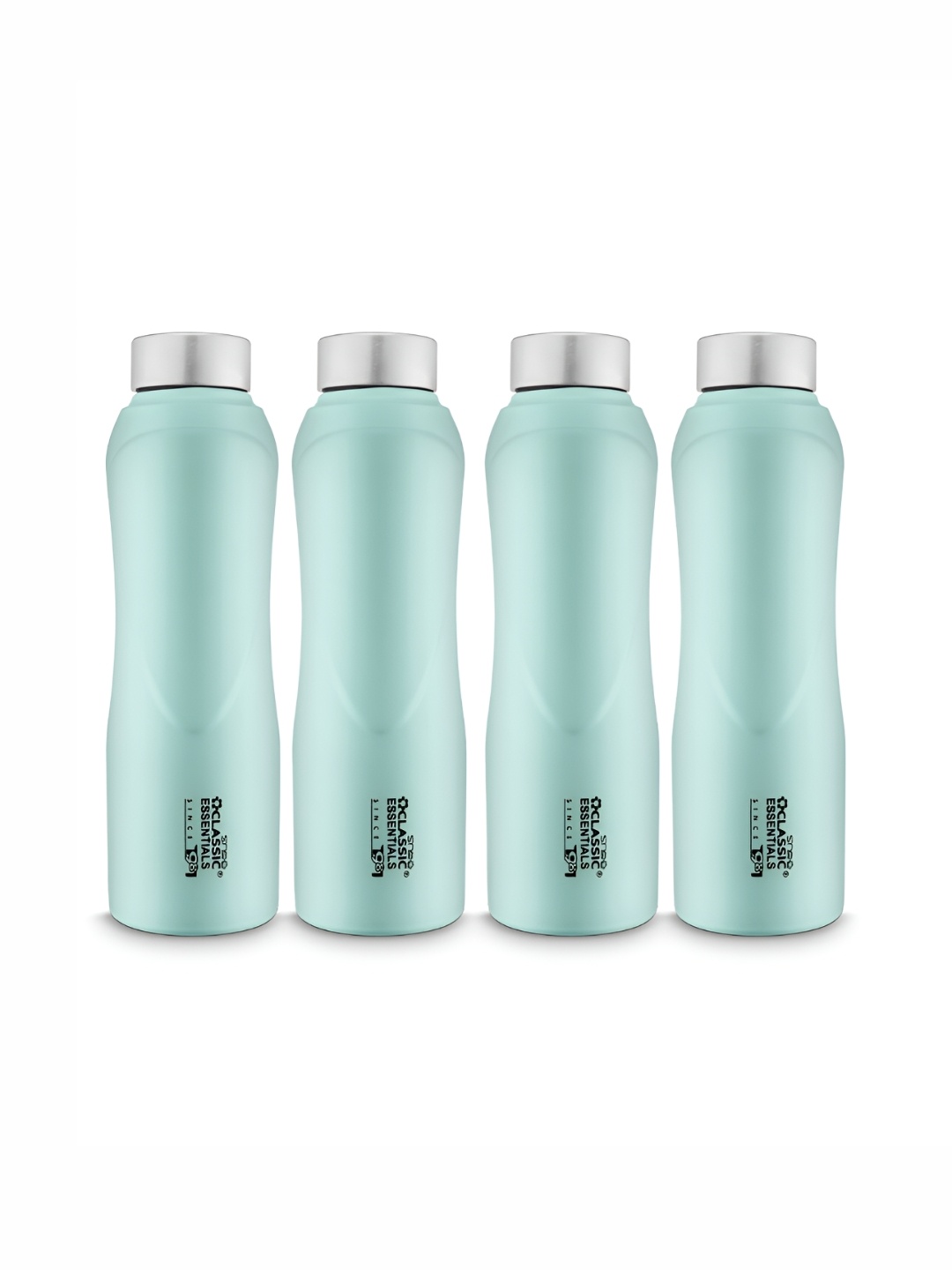 

Classic Essentials Sea Green 4 Pieces Brand Logo Stainless Steel Water Bottles 1 L Each