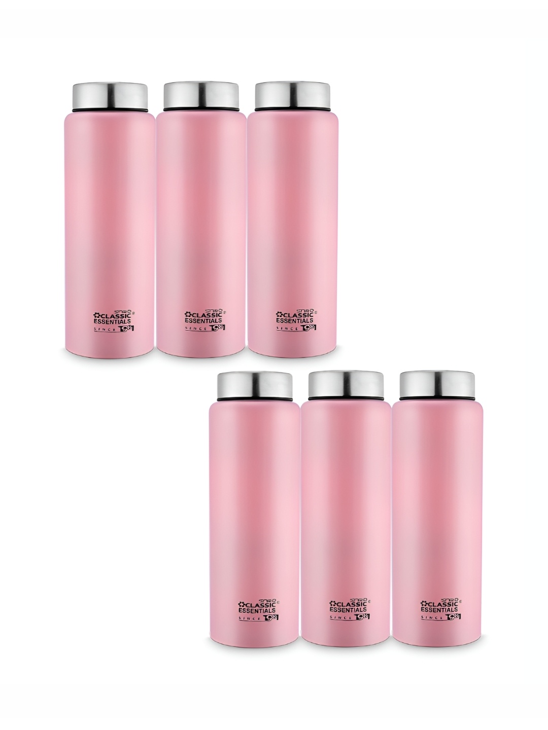 

Classic Essentials Pink 6 Pieces Stainless Steel Vepo Water Bottle 1L each