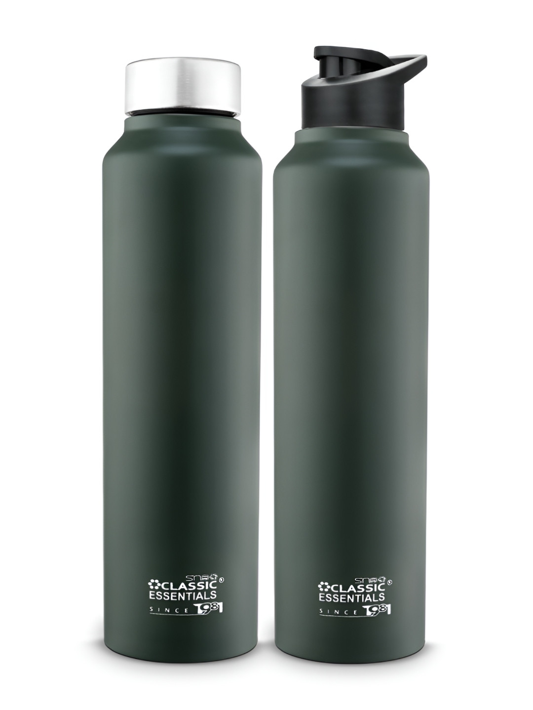 

Classic Essentials Green 2 Pieces Stainless Steel Water Bottles 1 L Each