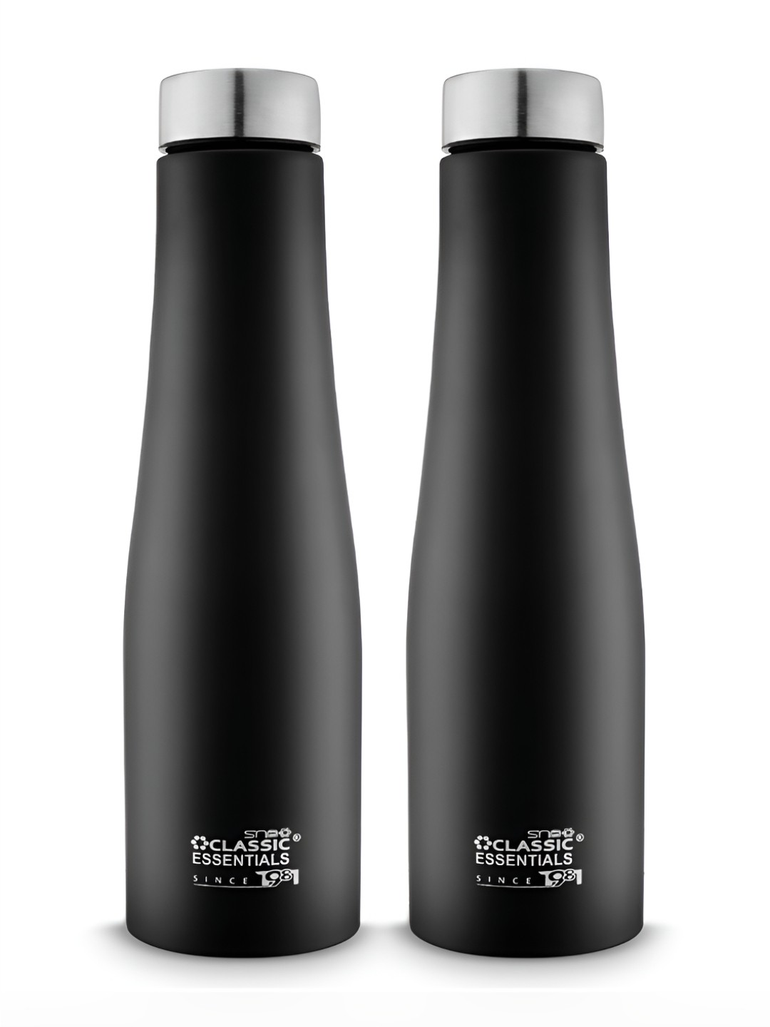 

Classic Essentials Black 2 Pieces Brand Logo Printed Stainless Steel Water Bottle 1l