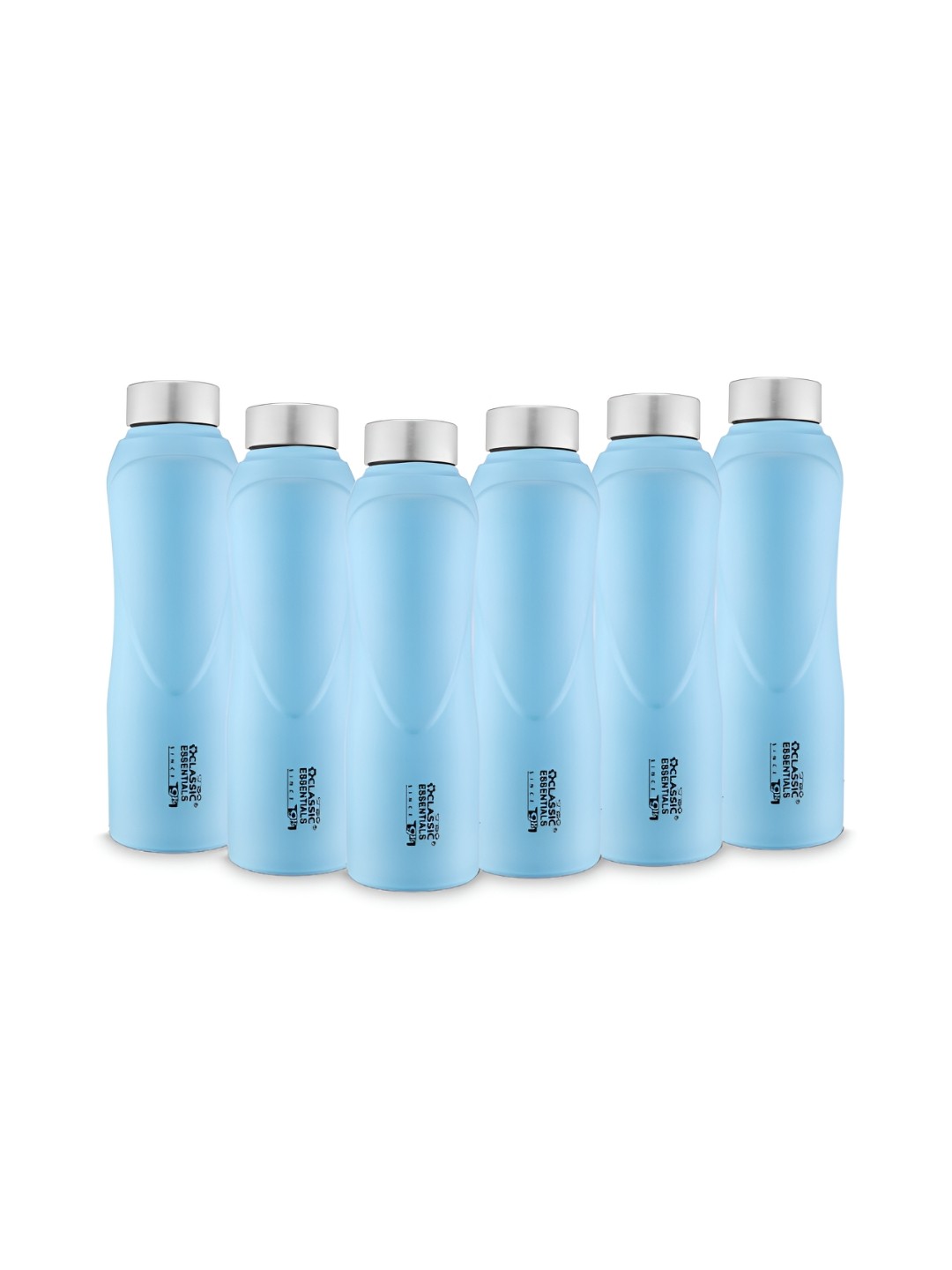 

Classic Essentials Blue 6 Pieces Brand Logo Printed Stainless Steel Water Bottle 1l
