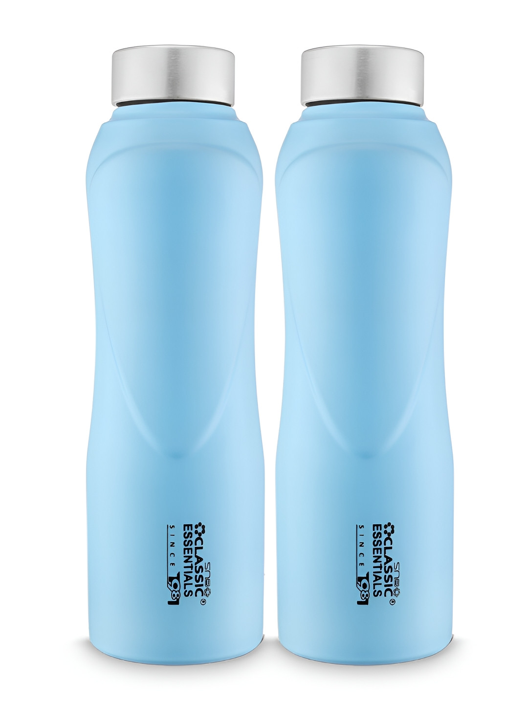 

Classic Essentials Blue 2 Pieces Brand Logo Printed Stainless Steel Water Bottle 1l