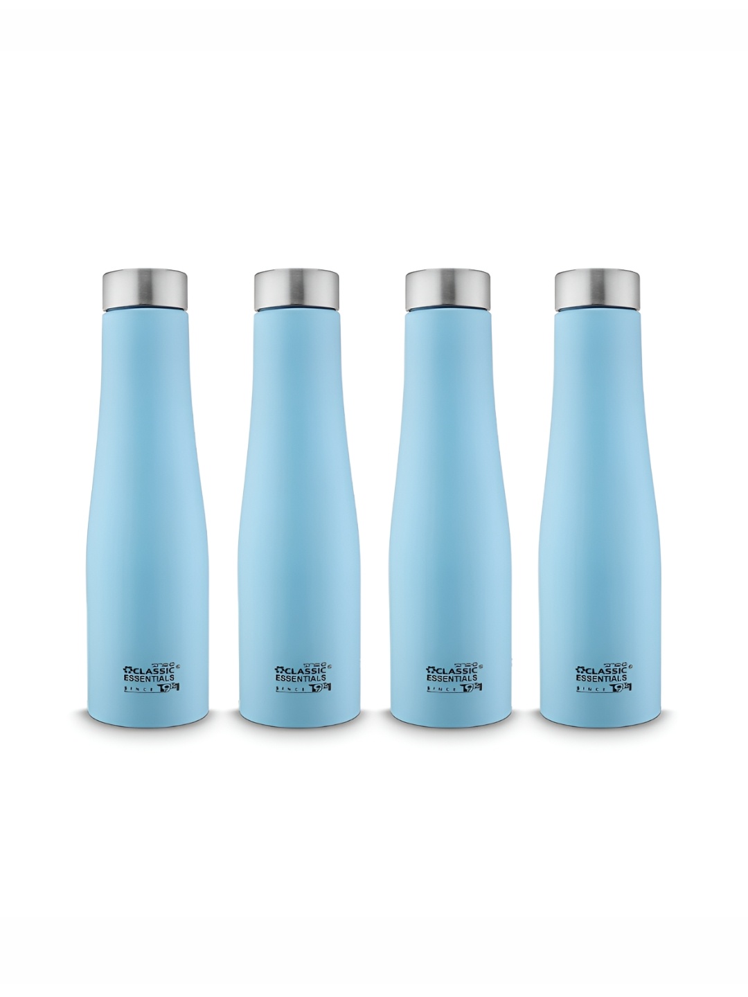 

Classic Essentials Blue 4 Pieces Brand Logo Printed Stainless Steel Water Bottle 1l