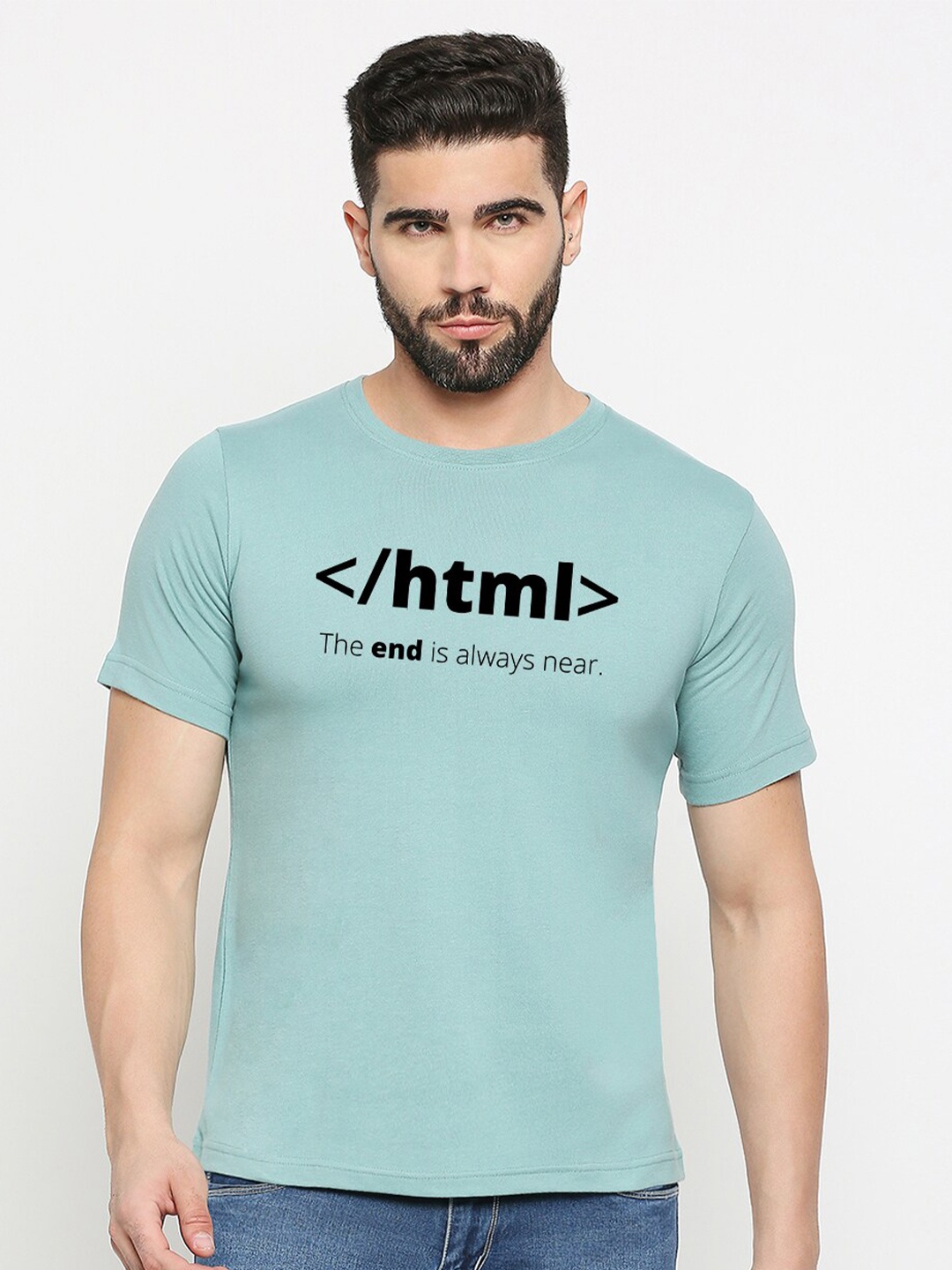 

MOD ECRU Unisex Typography Round Neck Cotton Regular Fit T-shirt, Green