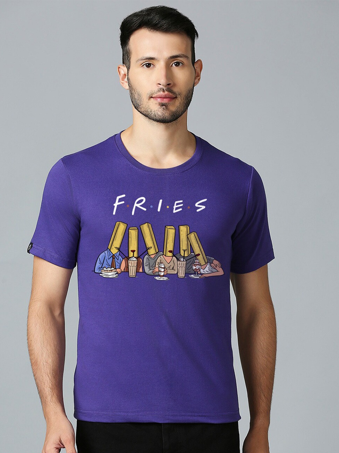 

MOD ECRU Unisex Typography Printed Round Neck Cotton T-shirt, Purple
