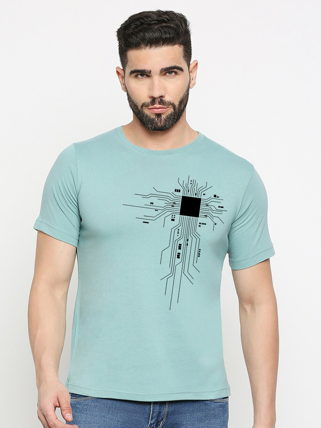 

MOD ECRU Printed Cotton T-shirt, Green