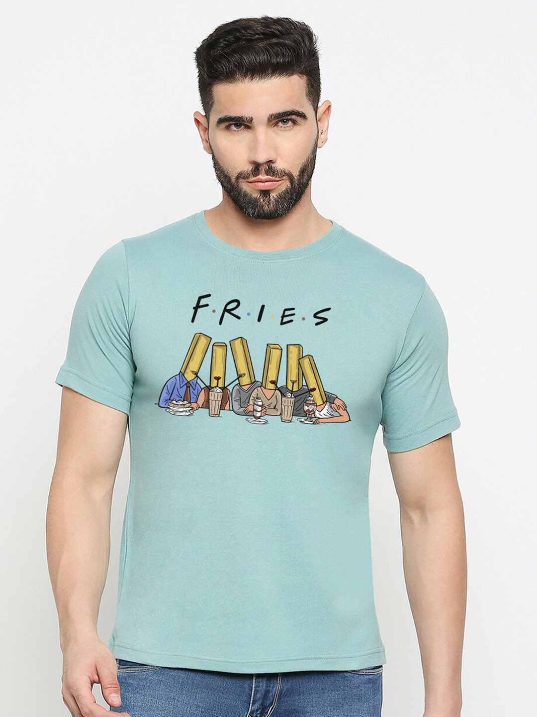 

MOD ECRU Graphic Printed Round Neck Cotton T-shirt, Green