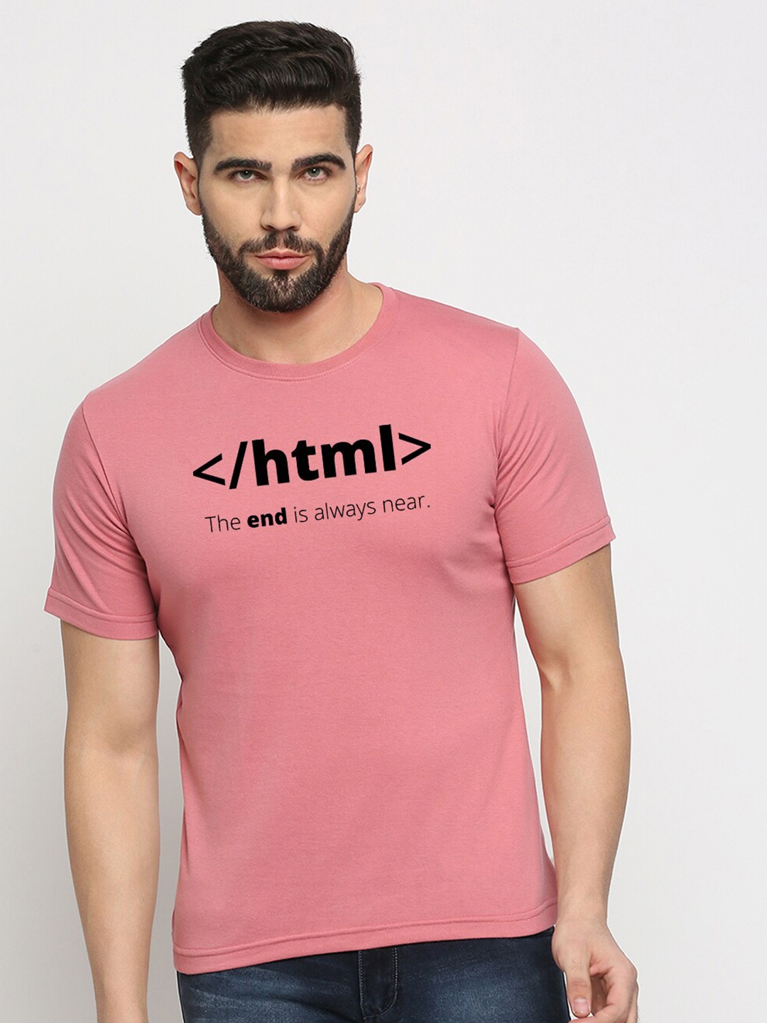 

MOD ECRU Typography Printed T-shirt, Pink