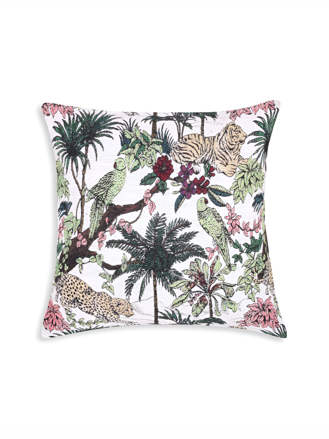 

Fashionhub White & Green Floral Cotton Square Cushion Covers