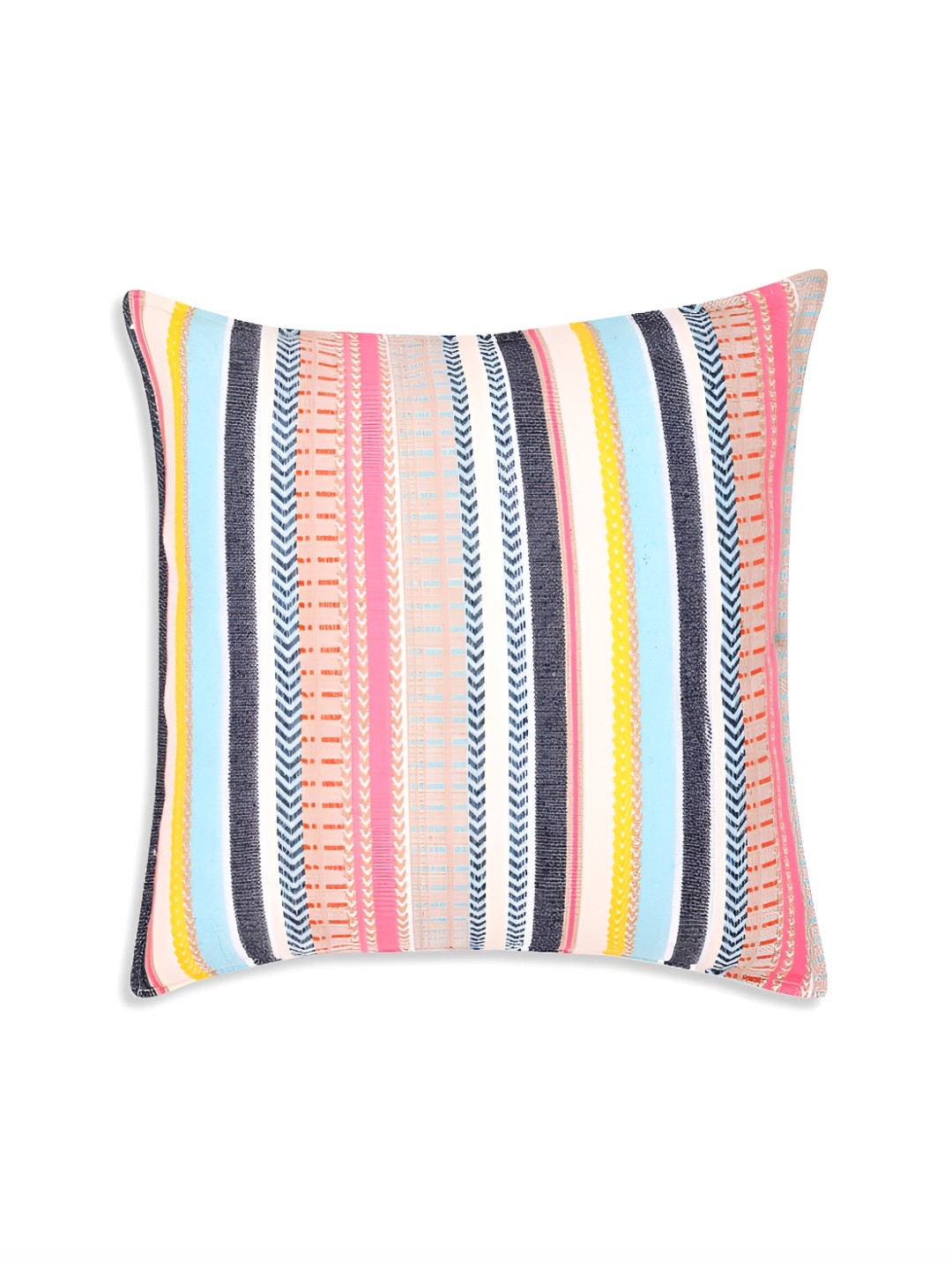 

Fashionhub White & Pink Striped Cotton Square Cushion Covers
