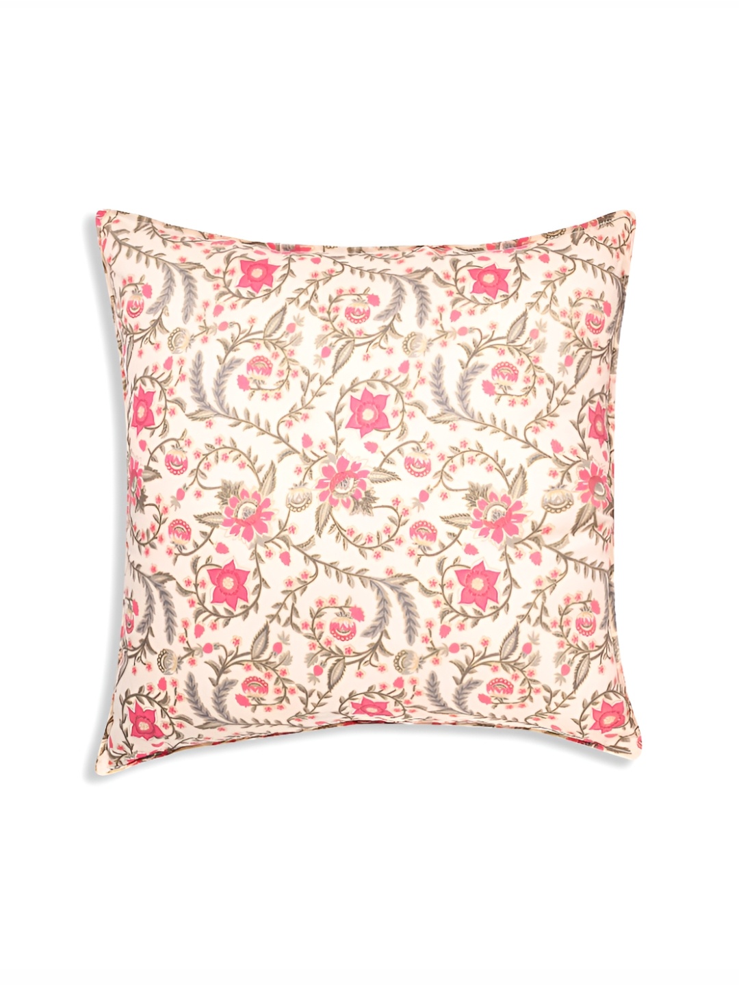

Fashionhub Beige & Pink Floral Cotton Square Cushion Covers