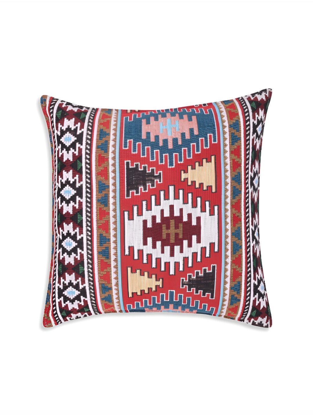 Fashionhub Red & White Geometric Cotton Square Cushion Covers