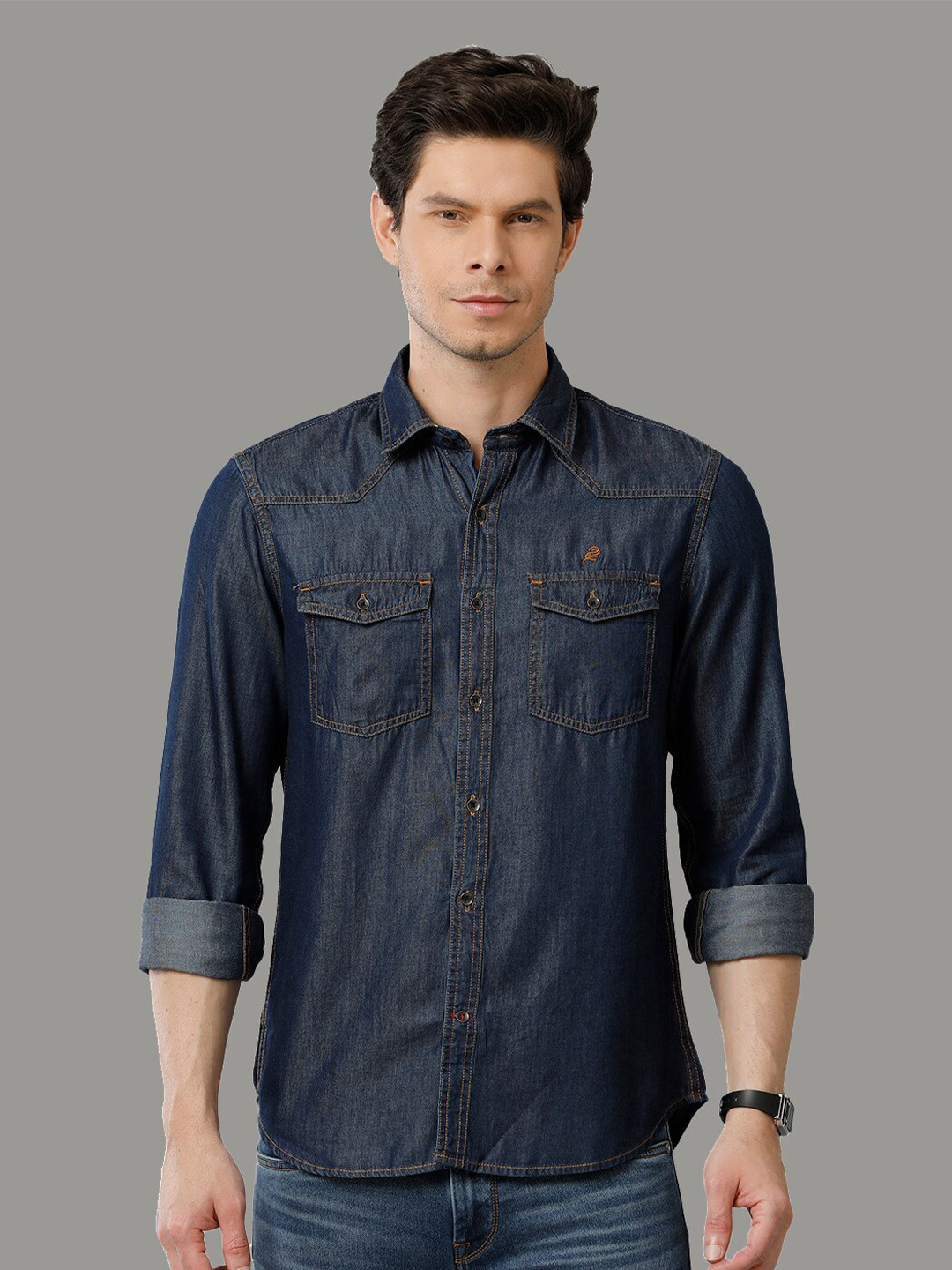

Double Two Comfort Slim Fit Denim Casual Shirt, Blue