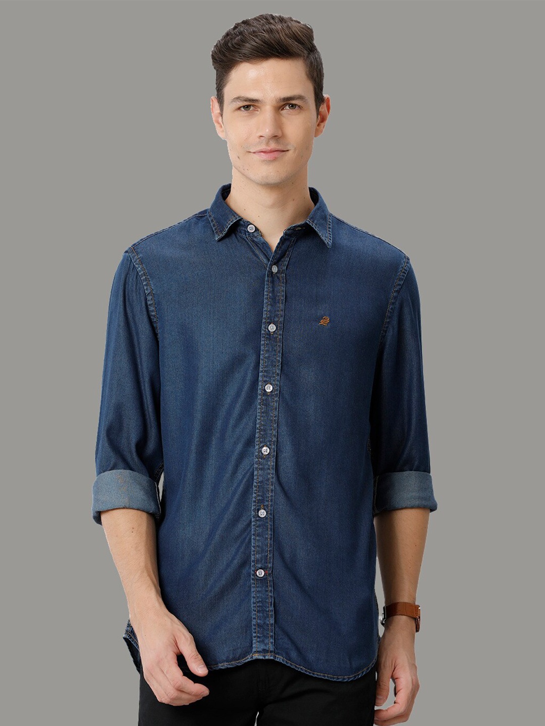

Double Two Comfort Slim Fit Denim Casual Shirt, Blue