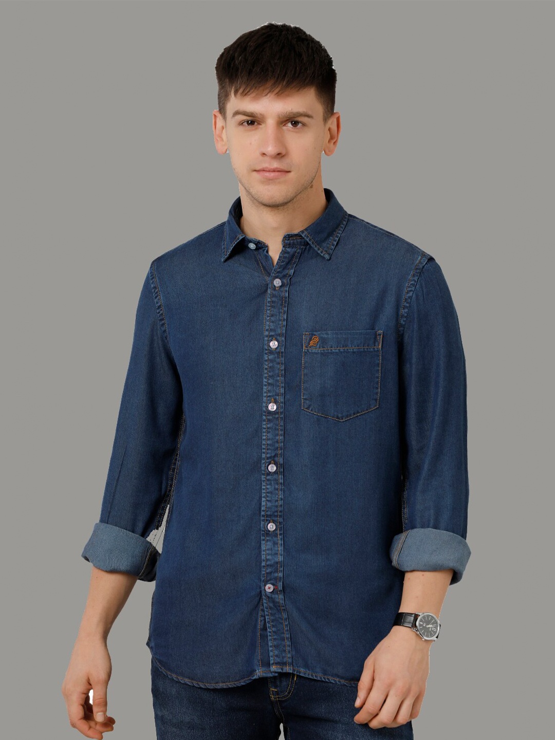 

Double Two Comfort Slim Fit Denim Casual Shirt, Blue