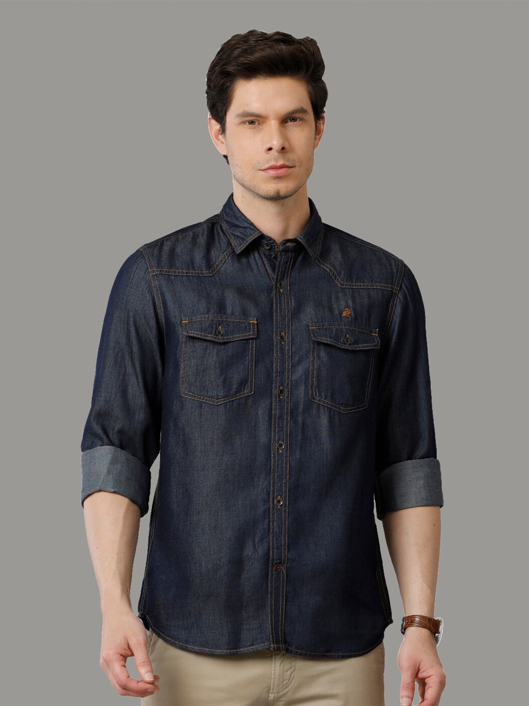 

Double Two Comfort Slim Fit Denim Casual Shirt, Blue