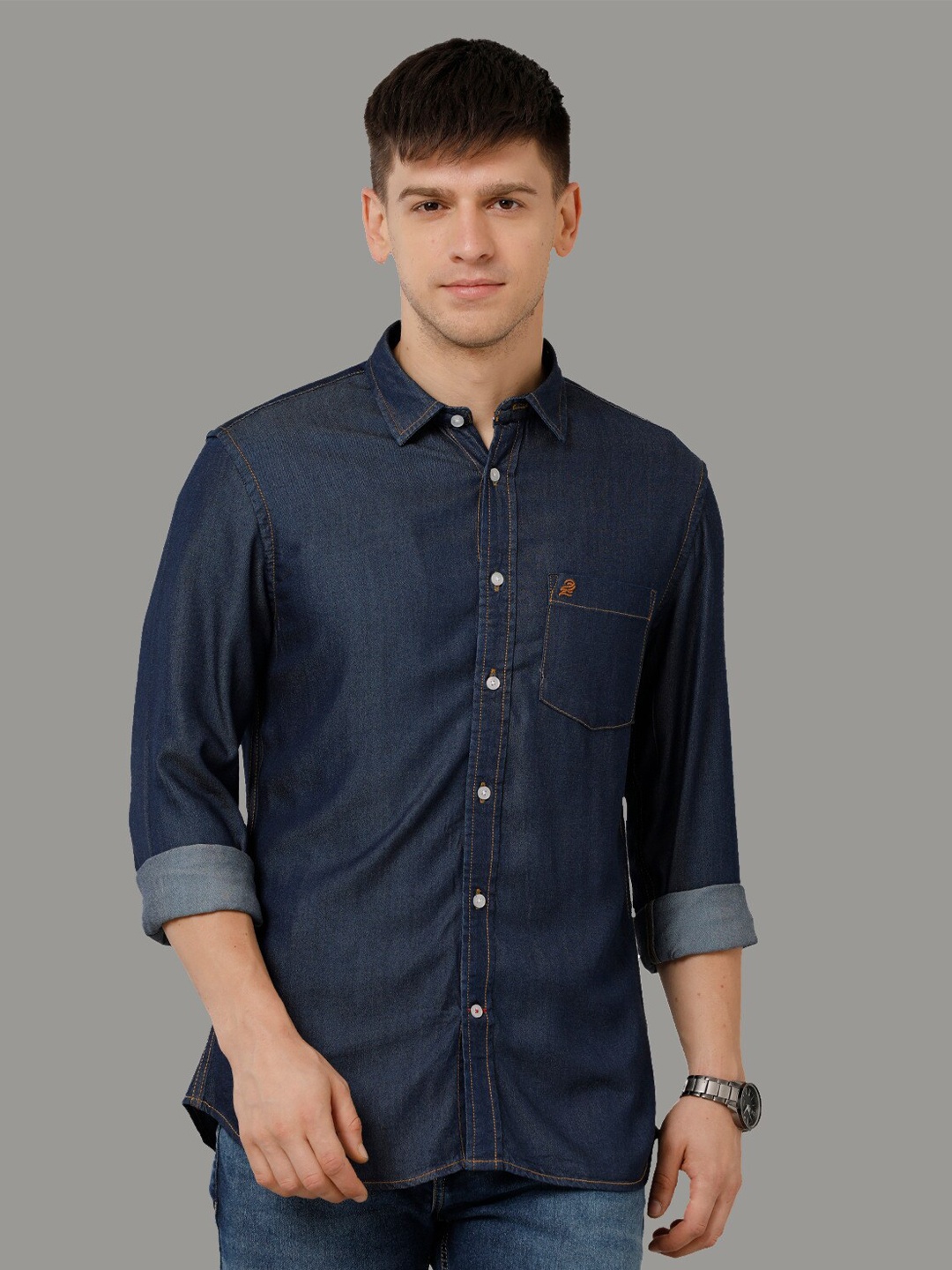 

Double Two Comfort Slim Fit Denim Casual Shirt, Blue