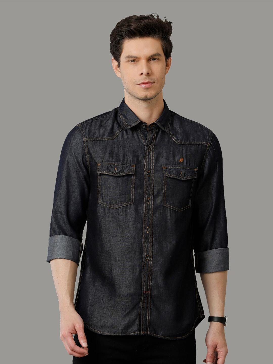 

Double Two Comfort Slim Fit Denim Casual Shirt, Blue