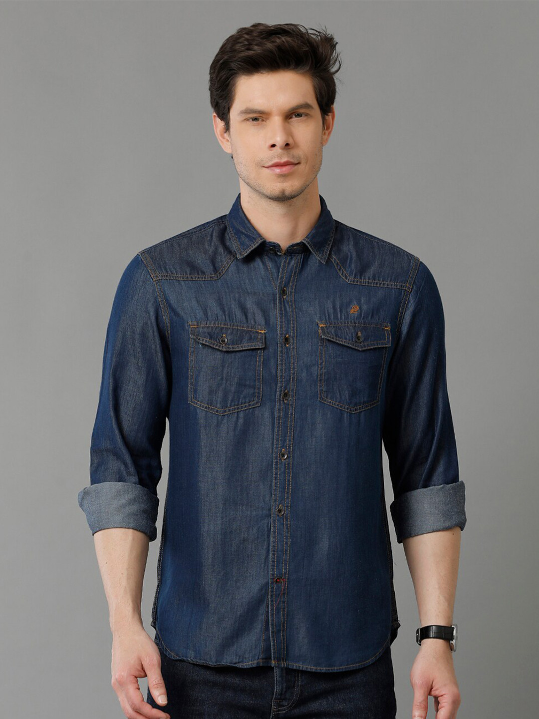

Double Two Comfort Slim Fit Denim Casual Shirt, Blue