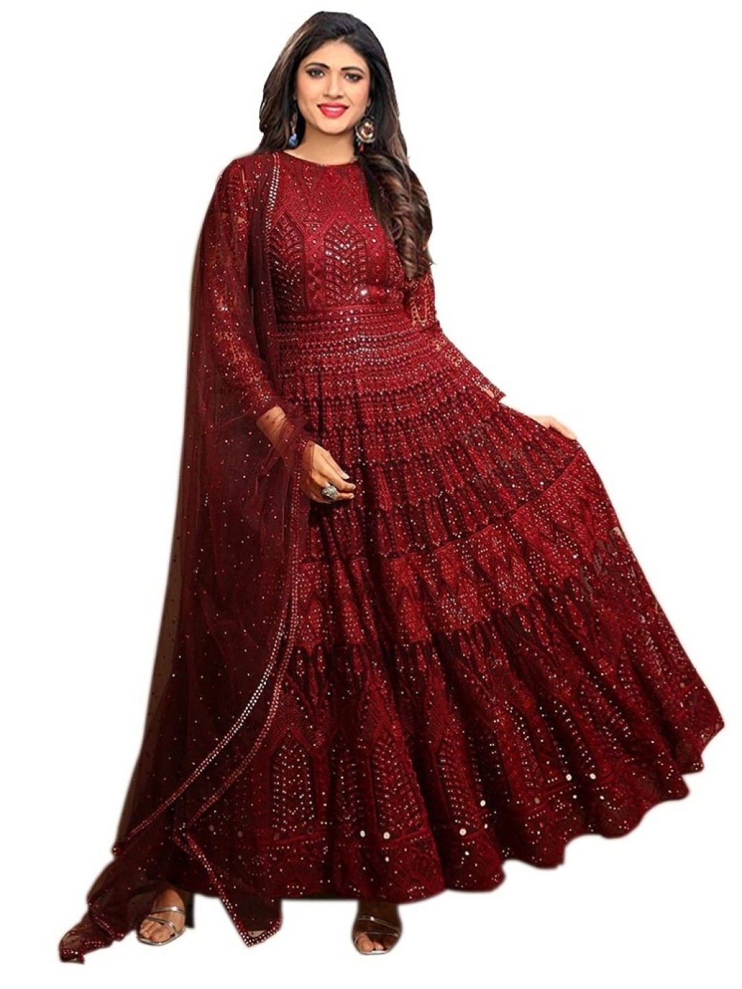 

Fashionuma Semi-Stitched Dress Material, Red