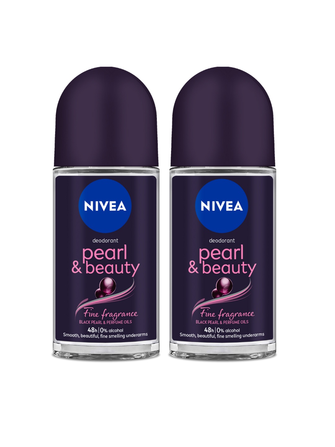 

Nivea Women Set of 2 Pearl & Beauty Fine Fragrance Deodorant Roll-On - 50ml each, Black