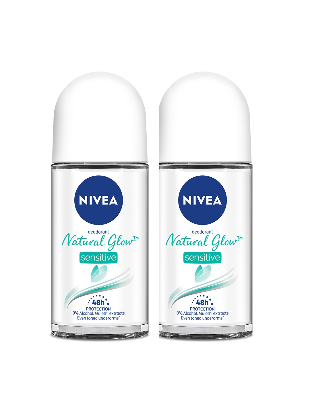 

Nivea Women Set of 2 Natural Glow Sensitive Deo Roll-On - 50g, White