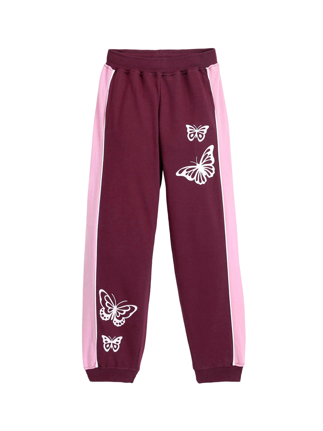 

Honeyhap Girls Printed Pure Cotton Bio Finish Lounge Joggers, Maroon