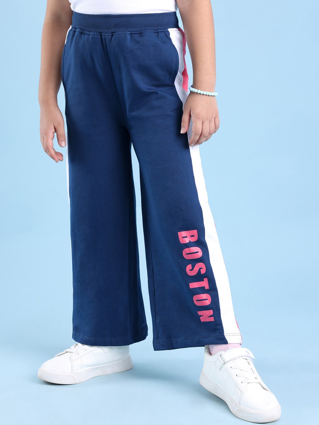 

Honeyhap Girls Printed Pure Cotton Lounge Pants, Navy blue