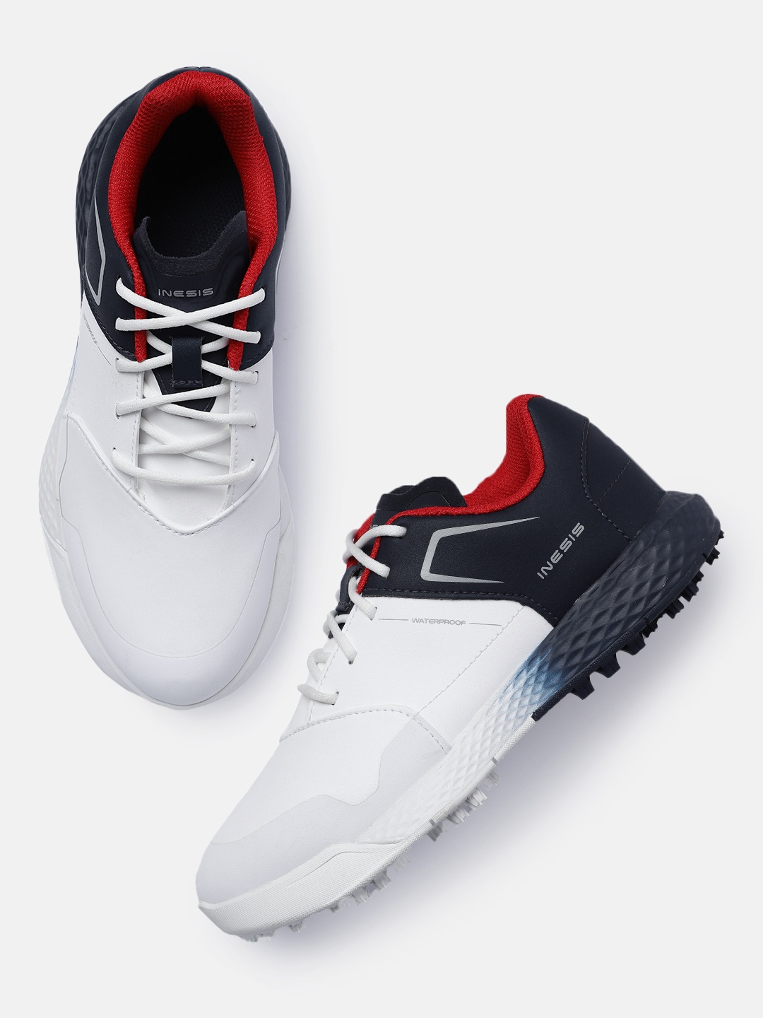 

Inesis By Decathlon Men White Blue Waterproof Golf Shoes