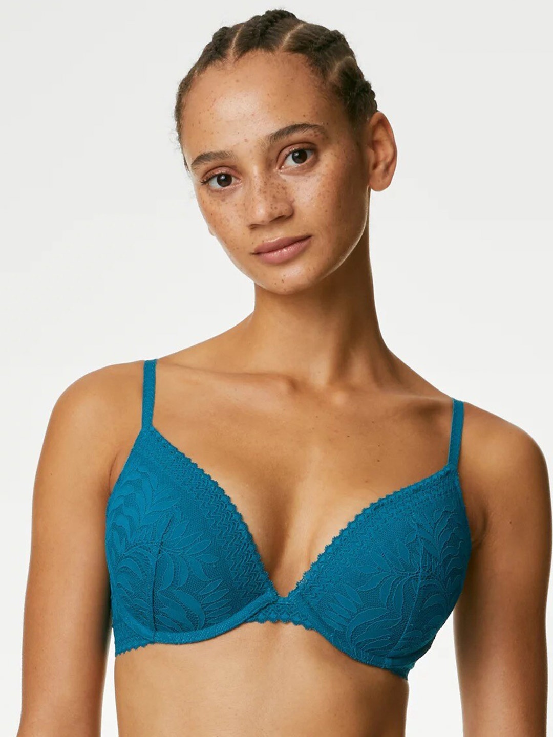 

Marks & Spencer All Day Comfort Push-Up Bra - Full Coverage Underwired Lightly Padded, Turquoise blue