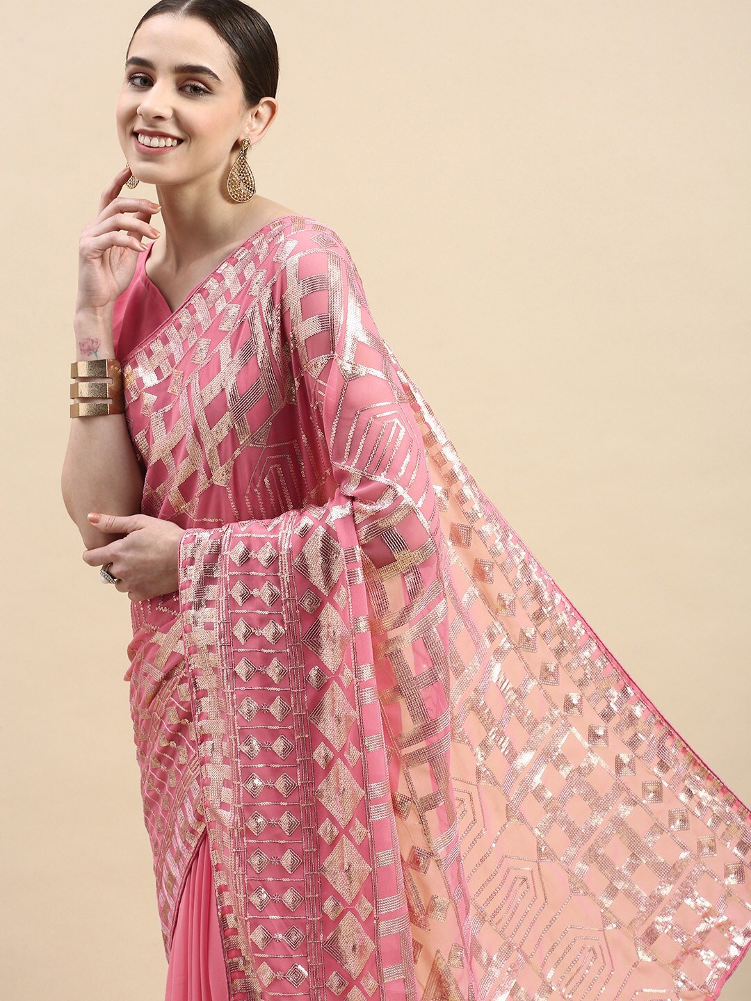 

Civamee Embellished Sequinned Saree, Mauve