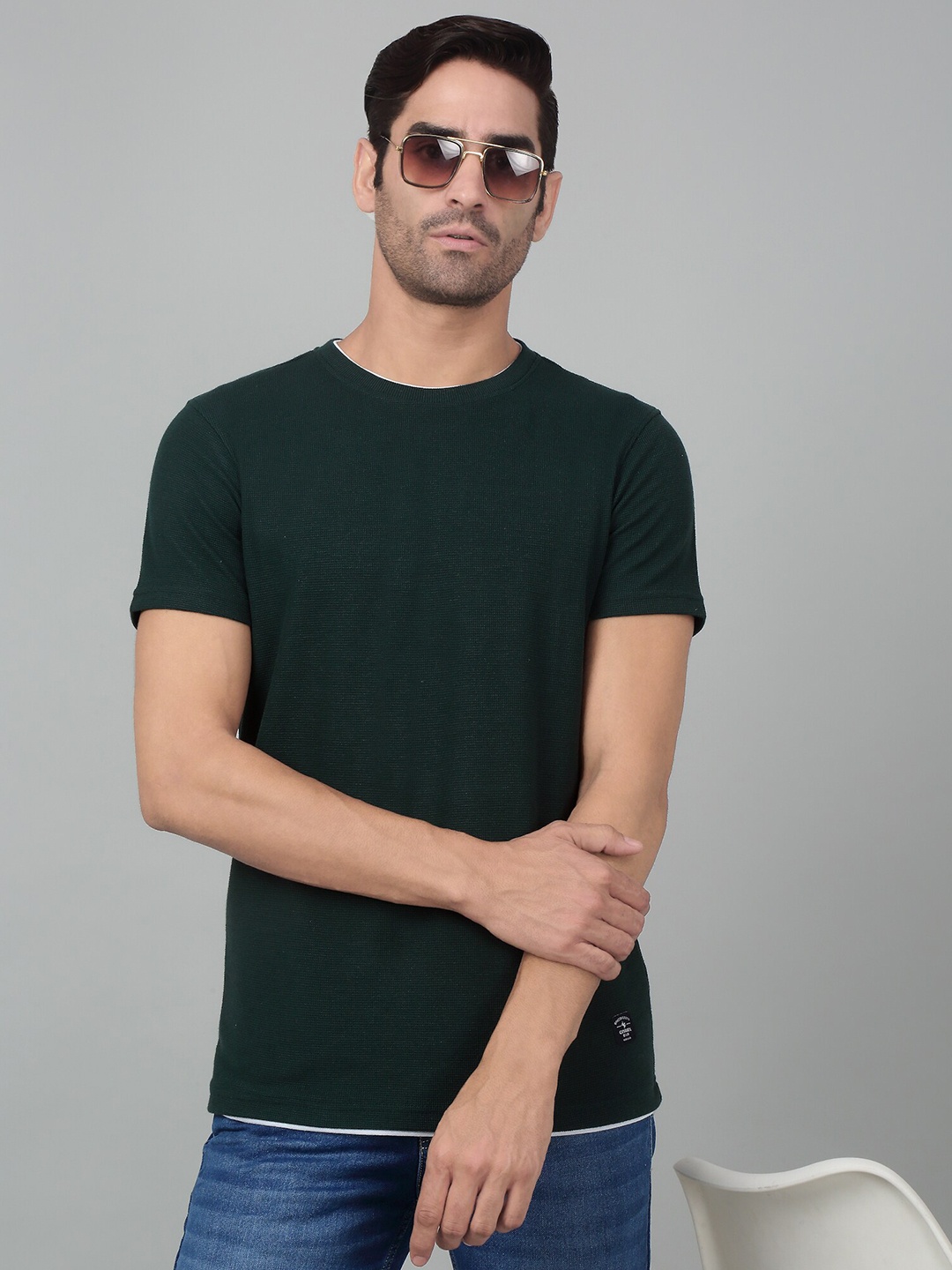 

Cantabil Round Neck Short Sleeves Cotton T-shirt, Green