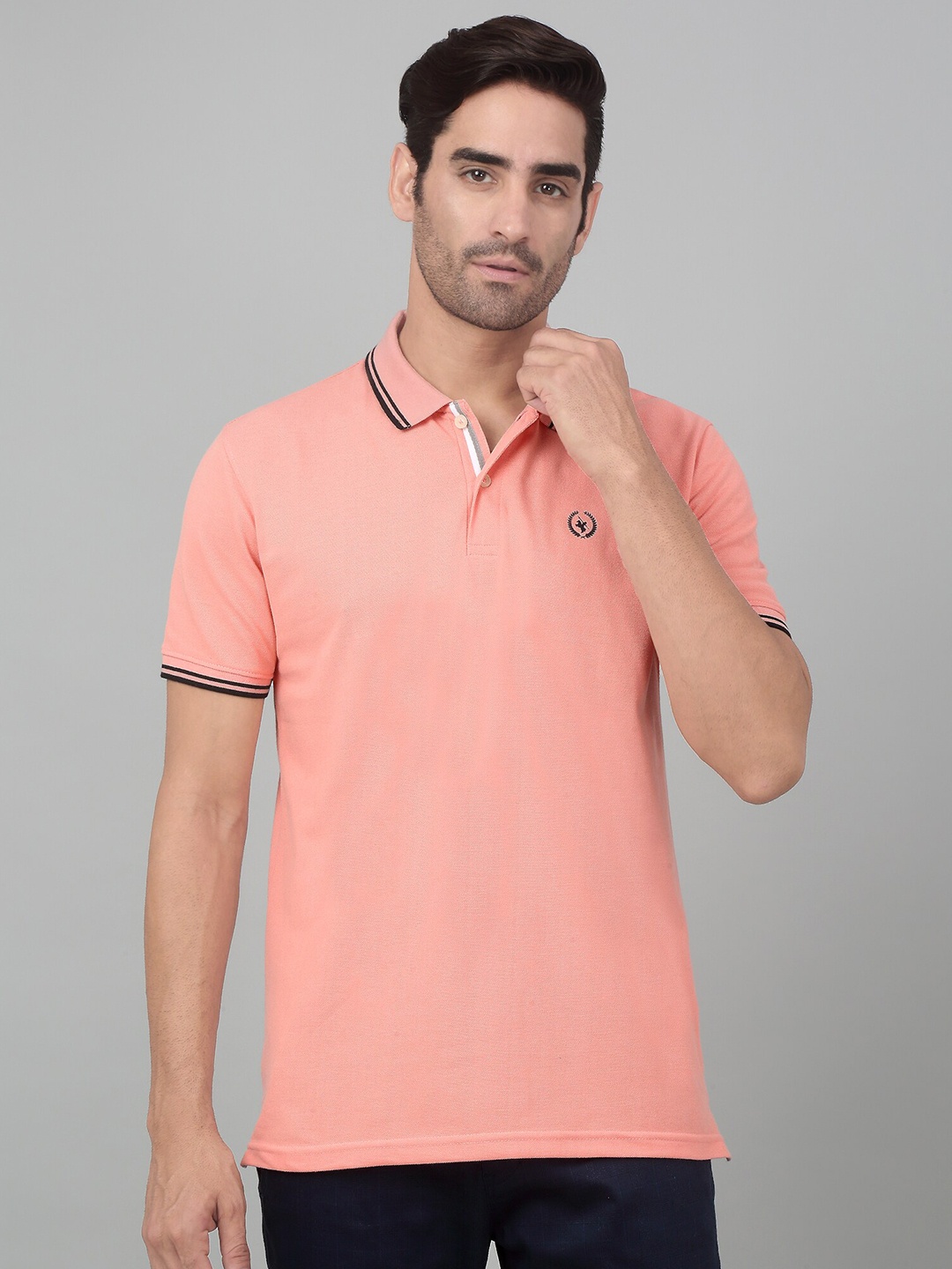 

Cantabil Cotton Polo Collar Casual T-shirt, Peach