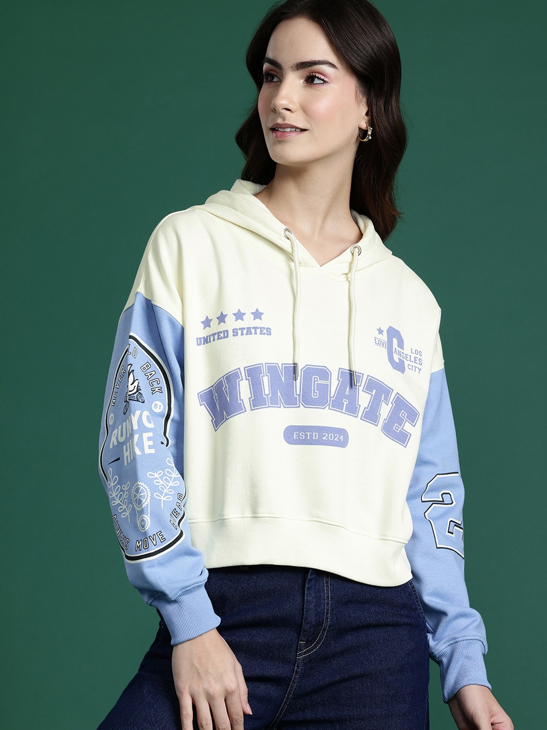 

DressBerry Women Printed Hooded Sweatshirt, White