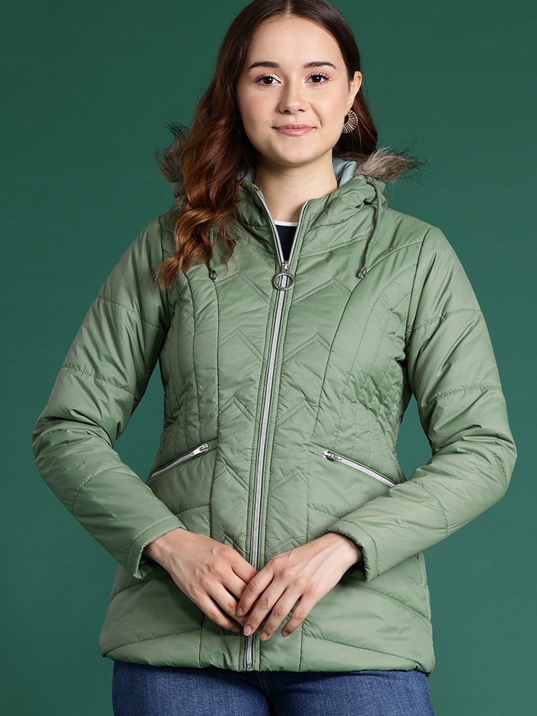 

DressBerry Hooded Parka Jacket, Green