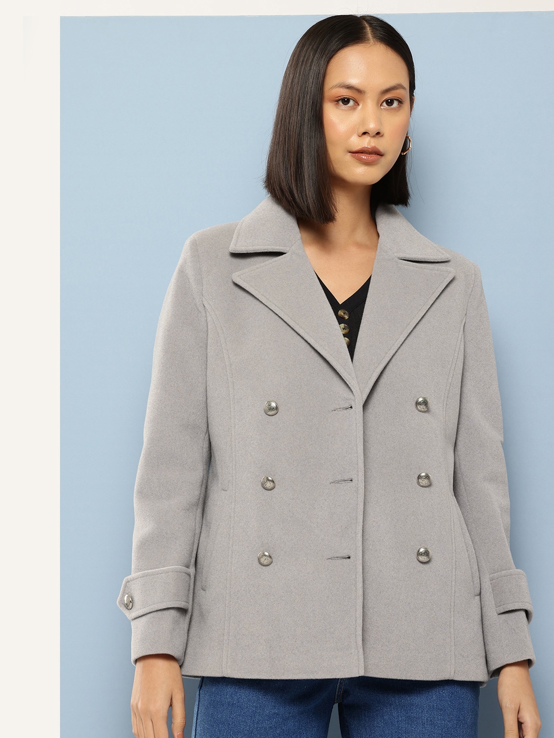 

Chemistry Double-Breasted Pea Coat, Grey