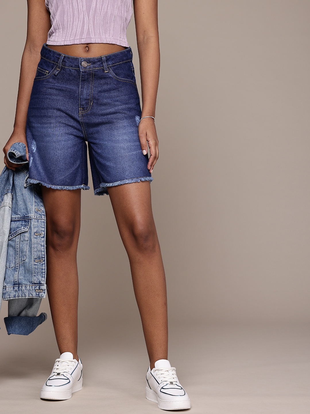 

The Roadster Life Co. Women Wide Leg Denim Shorts, Blue