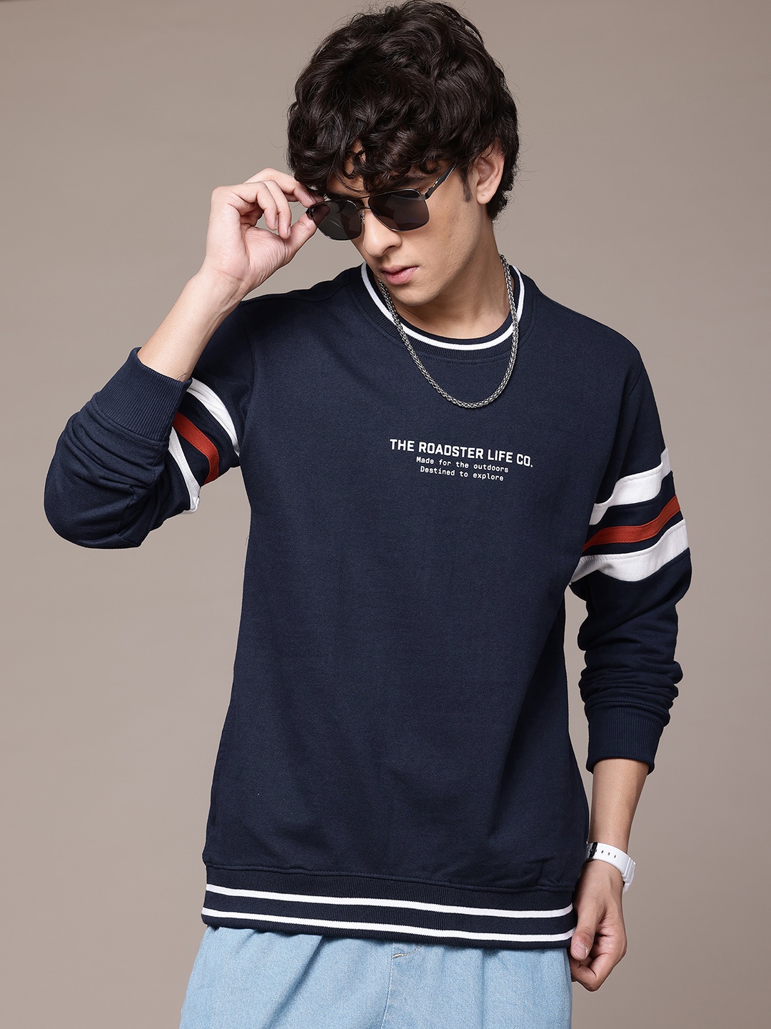 

The Roadster Lifestyle Co. Typography Print Regular Fit Sweatshirt, Navy blue