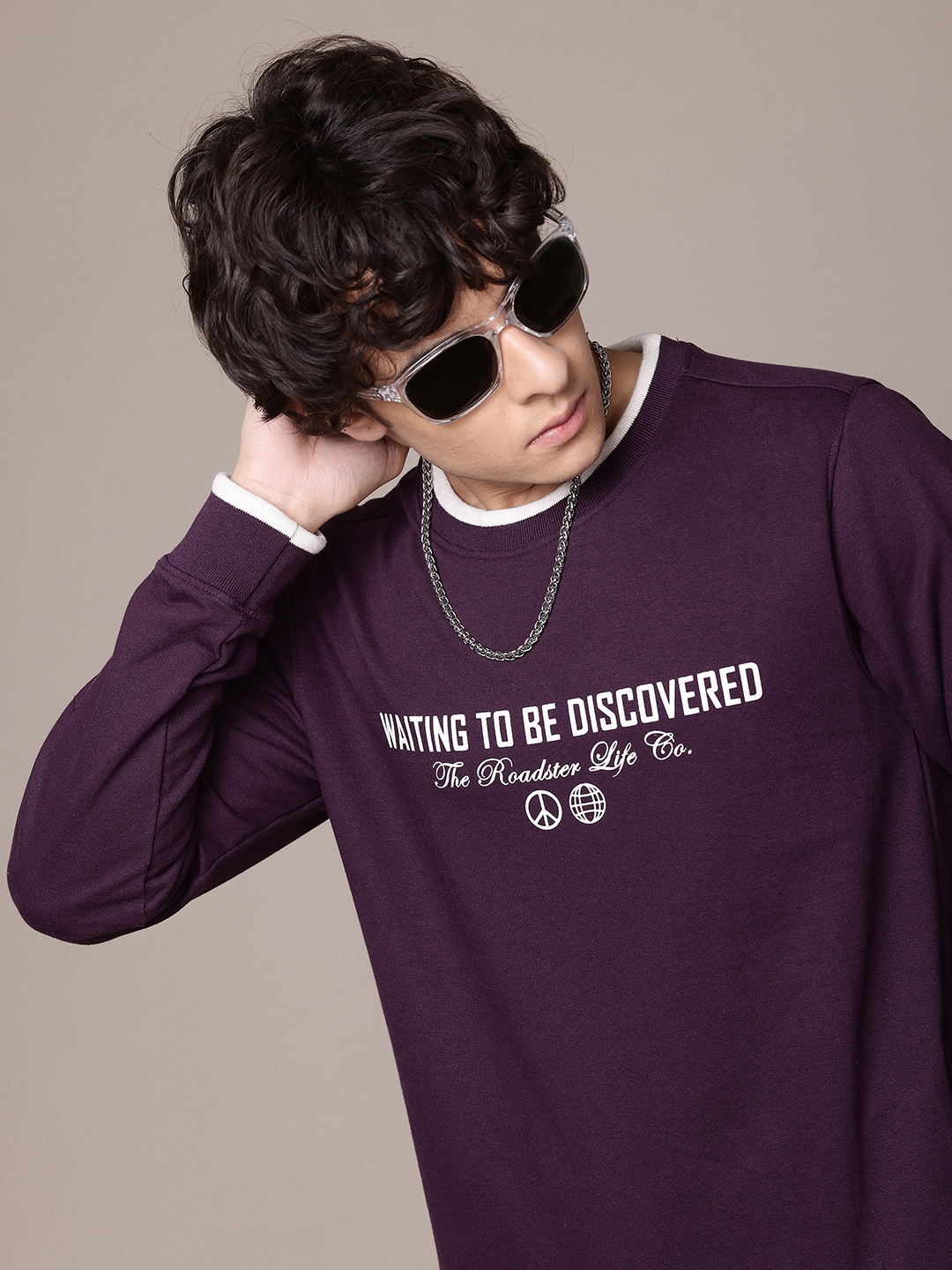 

The Roadster Lifestyle Co. Typography Print Regular Fit Sweatshirt, Purple