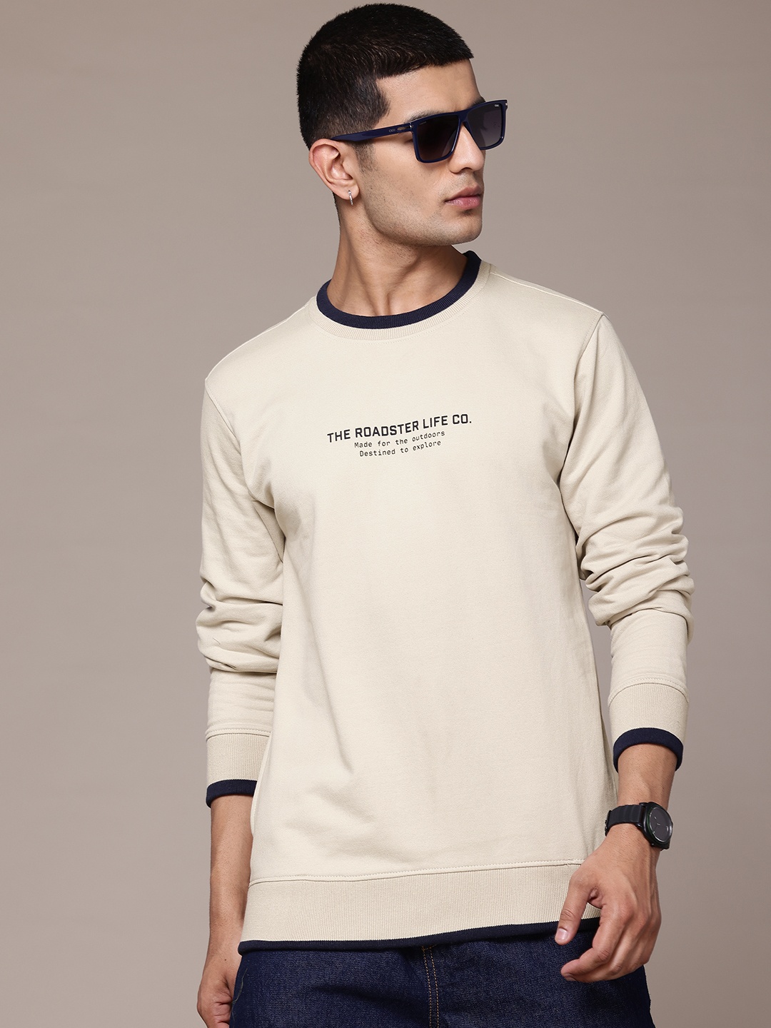 

The Roadster Lifestyle Co. Typography Print Regular Fit Sweatshirt, Beige