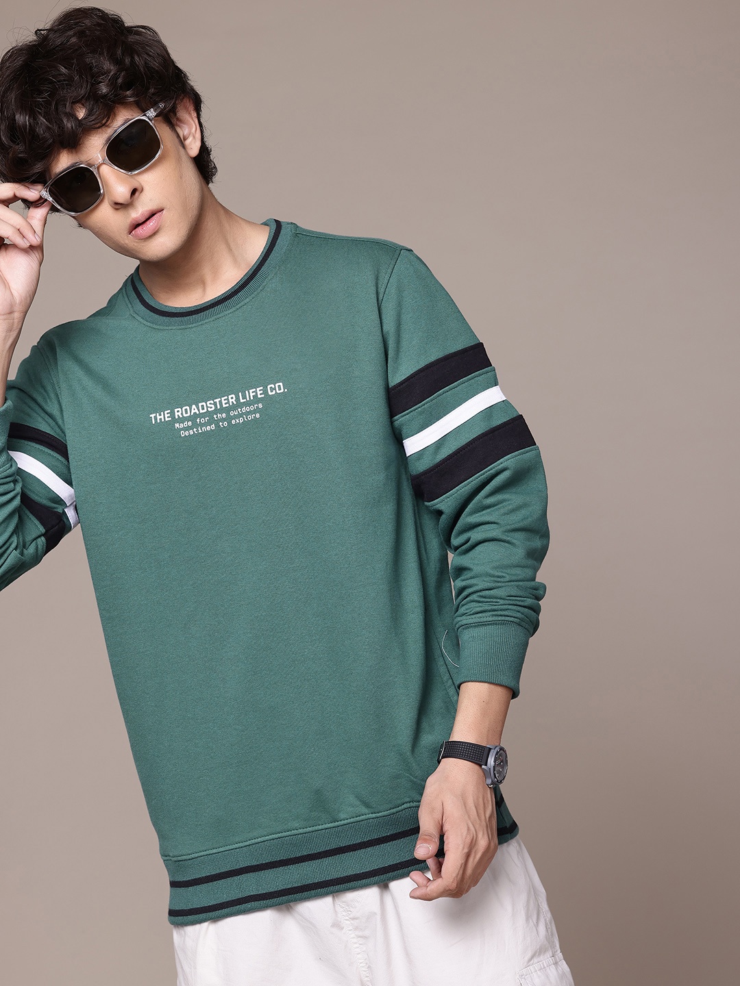 

The Roadster Lifestyle Co. Striped Detail Sweatshirt, Green