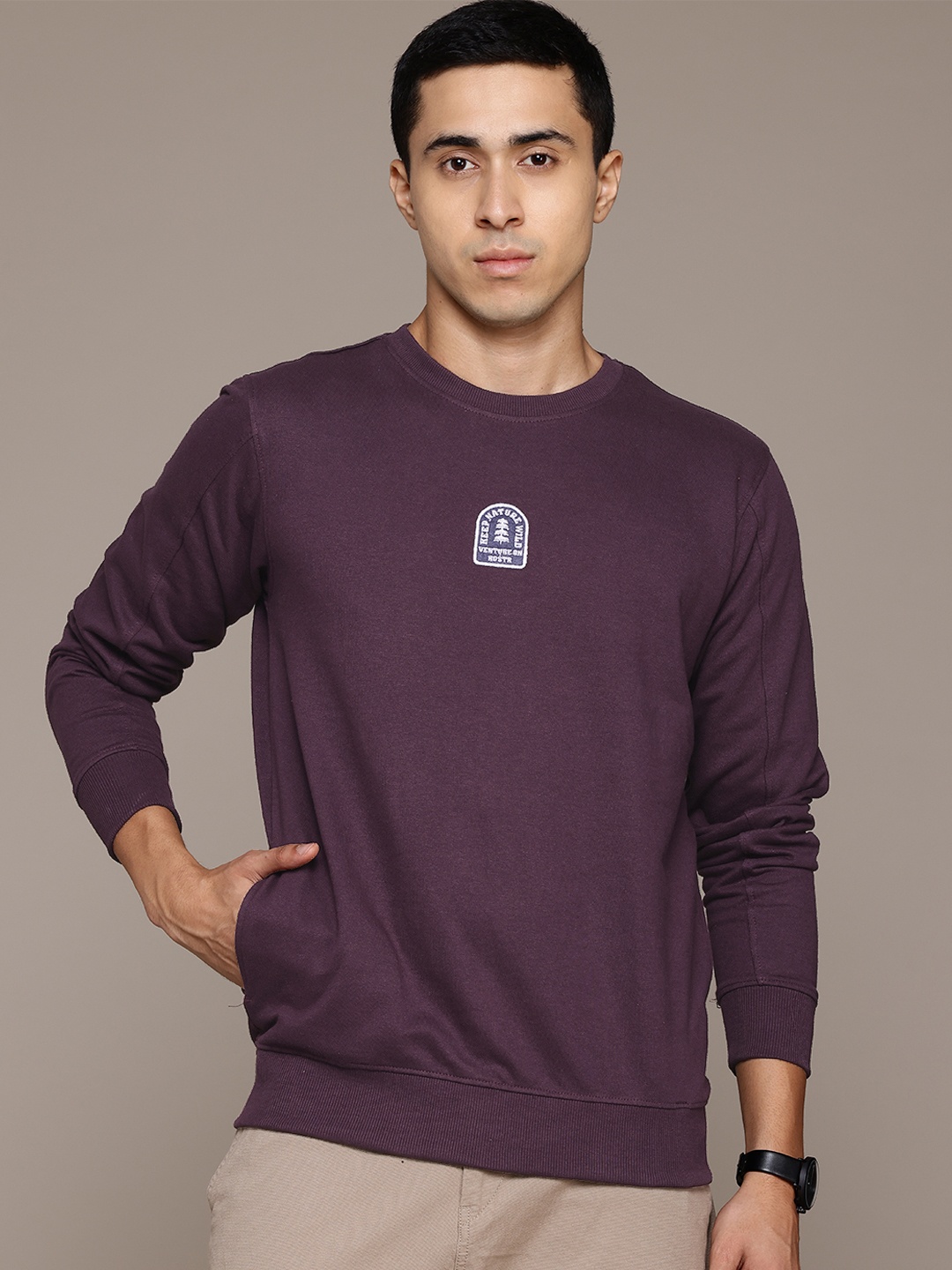 

The Roadster Lifestyle Co. Applique-Detail Sweatshirt, Purple