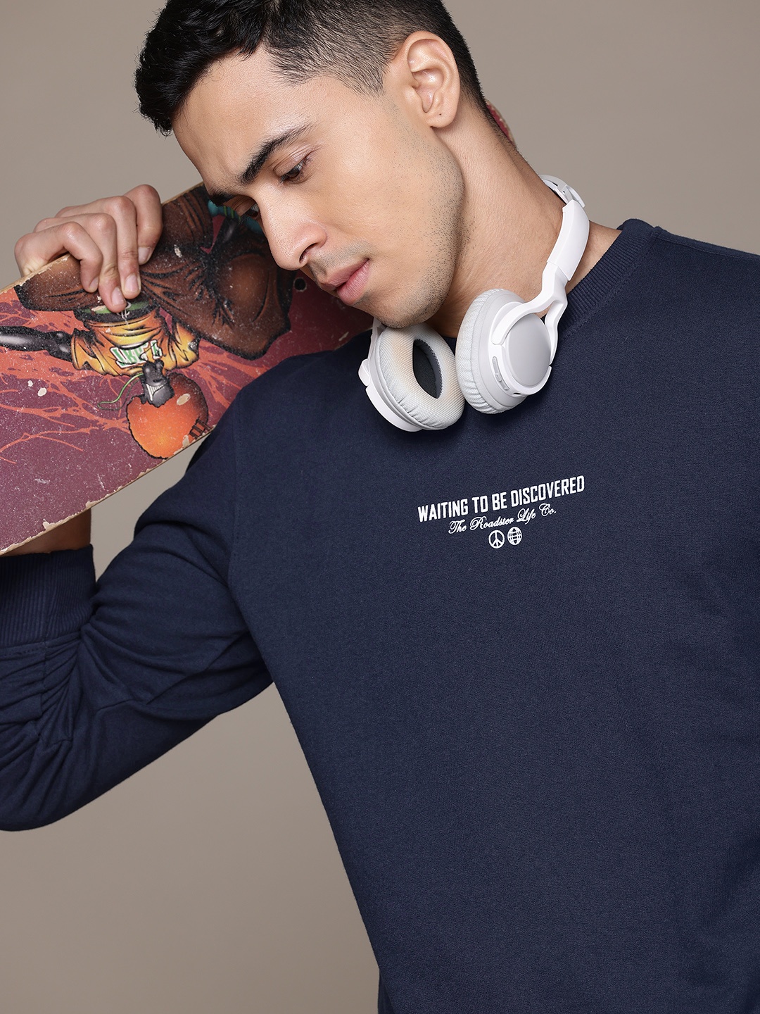 

The Roadster Lifestyle Co. Printed Sweatshirt, Navy blue