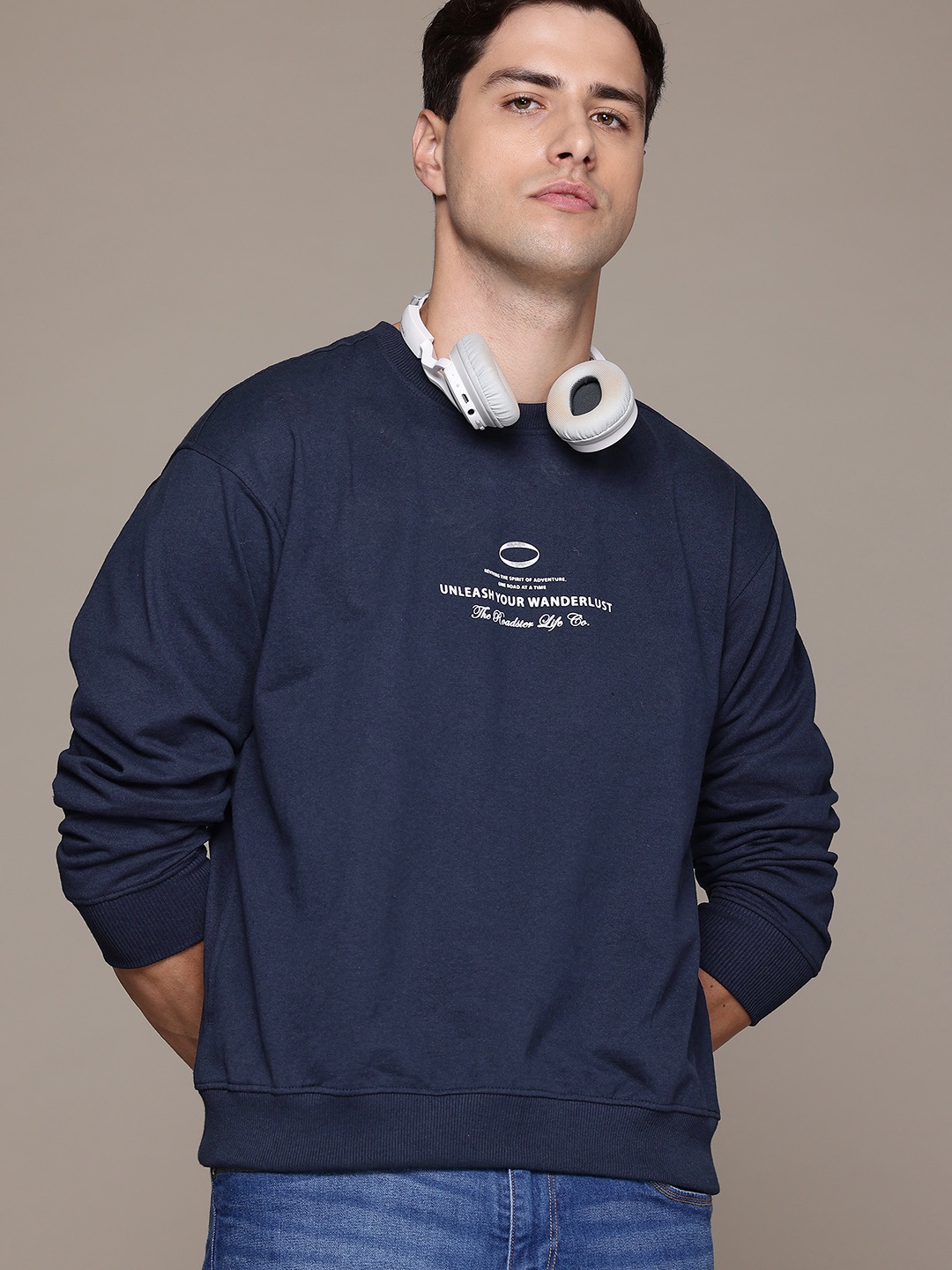 

The Roadster Lifestyle Co. Printed Sweatshirt, Navy blue