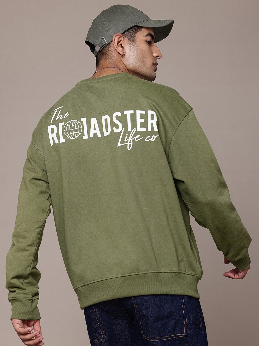 

The Roadster Lifestyle Co. Relaxed Fit Printed Sweatshirt, Olive