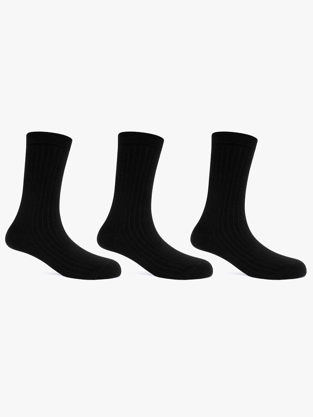 

TOFFCRAFT Men Pack Of 3 Cotton Anti-Odour Calf Length Socks, Black
