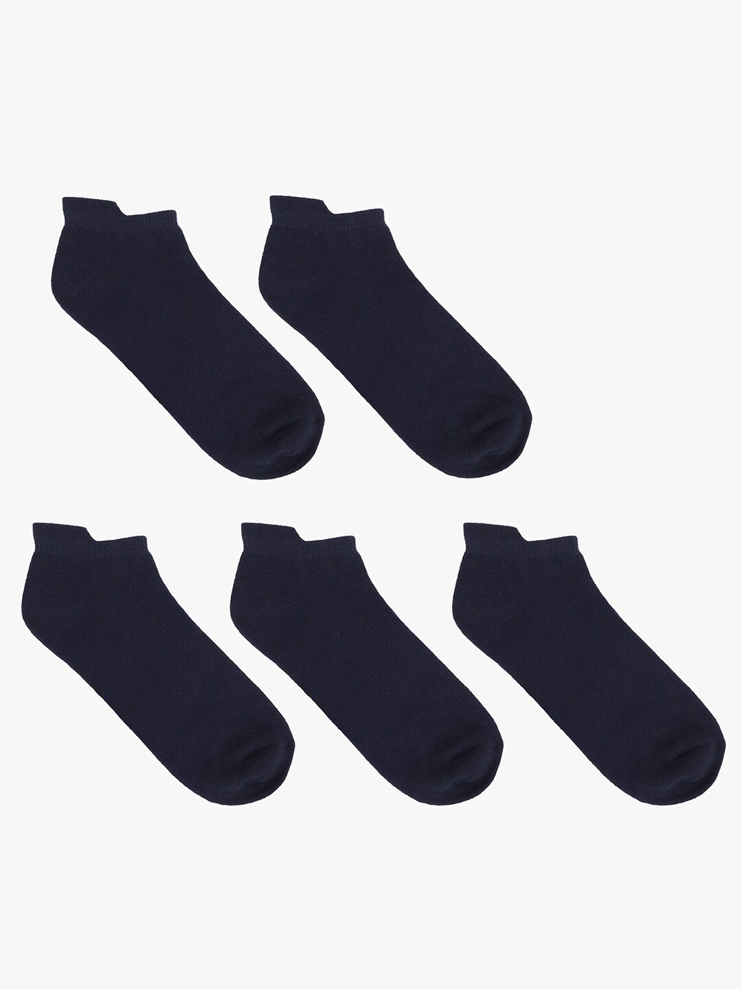 

TOFFCRAFT Men Pack Of 5 Cotton Anti-Odour Ankle Length Socks, Navy blue