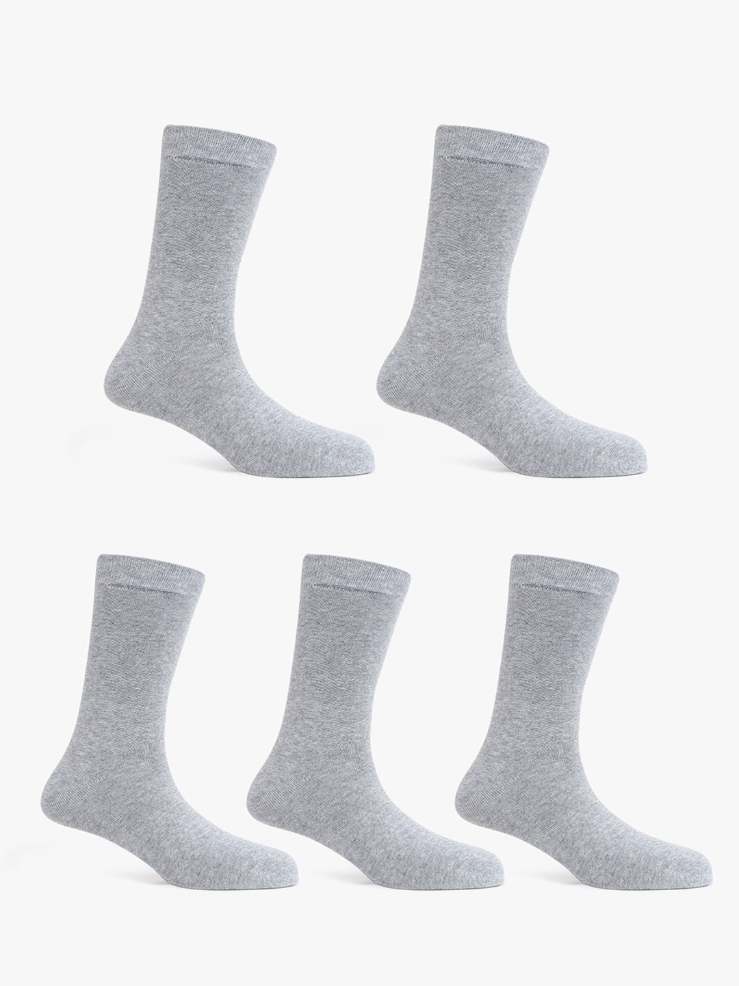 

TOFFCRAFT Men Pack Of 5 Cotton Anti-Odour Calf Length Socks, Grey