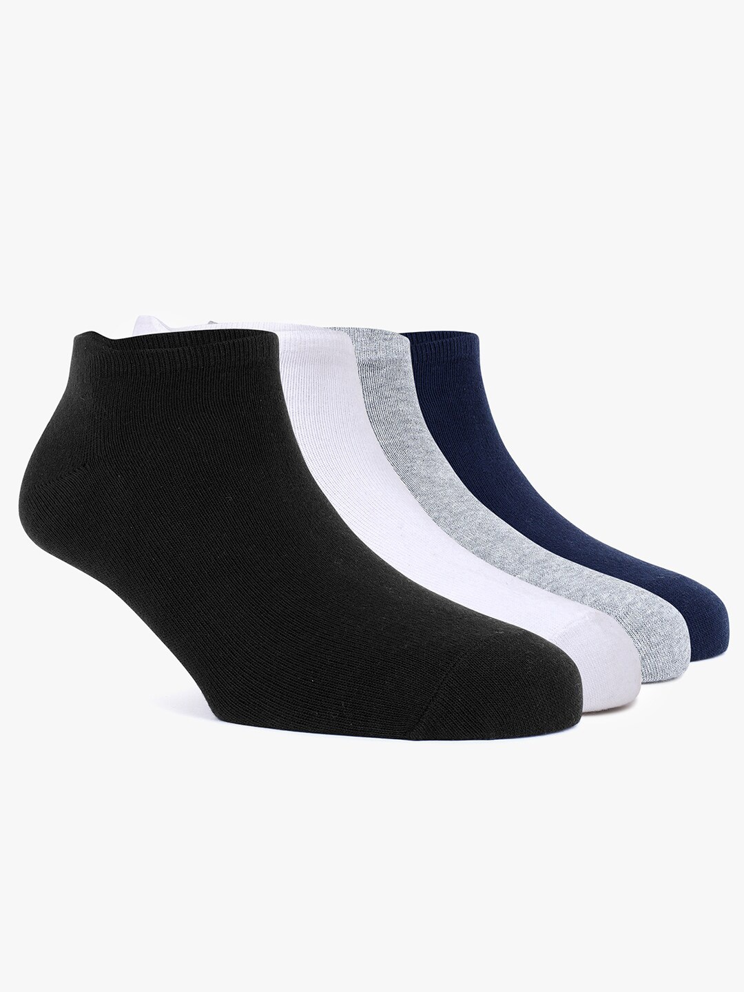 

TOFFCRAFT Men Pack Of 4 Cotton Breathable Ankle-Length Socks, Black