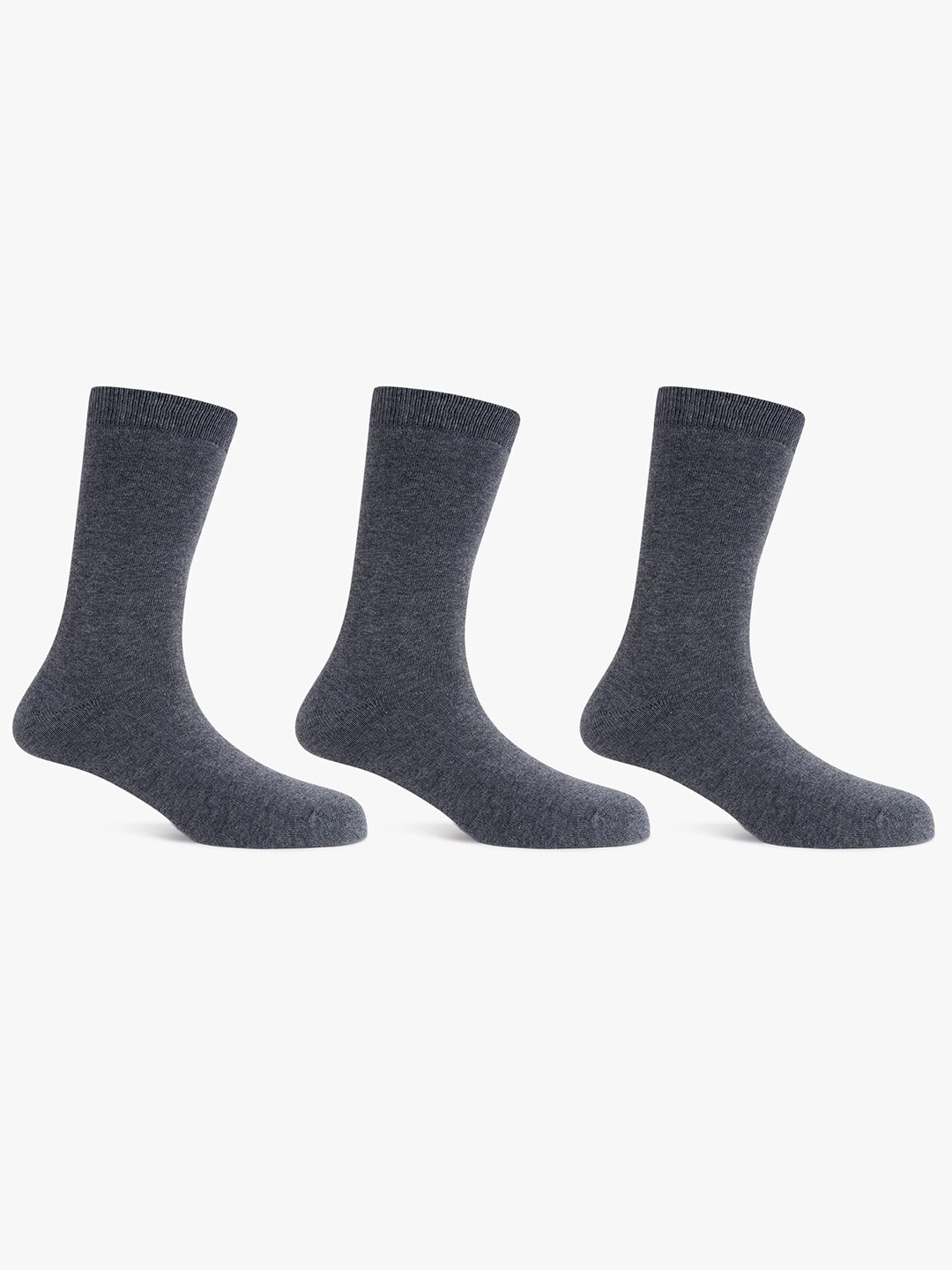 

TOFFCRAFT Men Pack Of 3 Cotton Crew-Length Socks, Charcoal